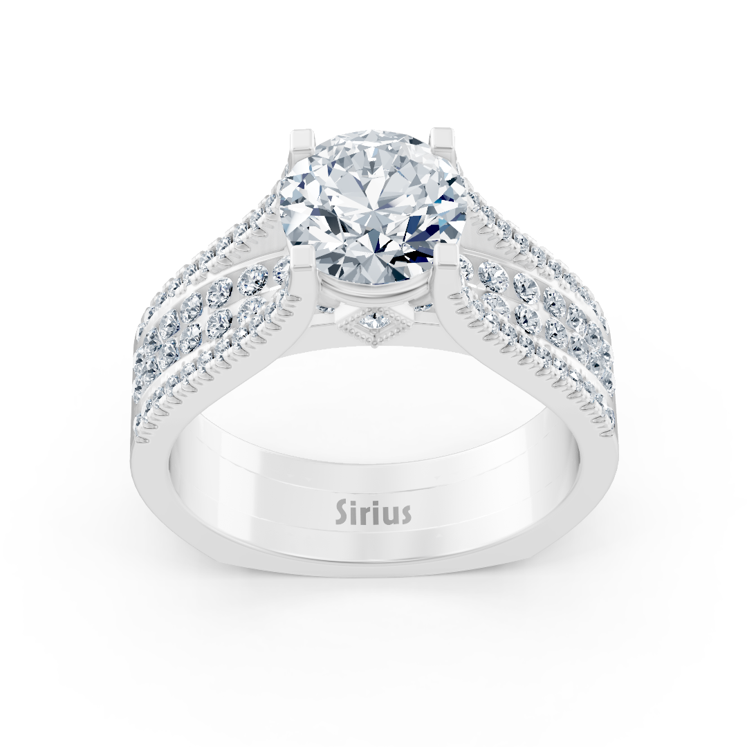 Bague Éternité et Pavé de Diamants en Or Blanc
