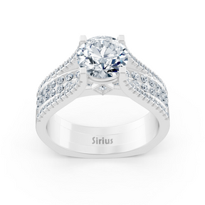 Bague Éternité et Pavé de Diamants en Or Blanc
