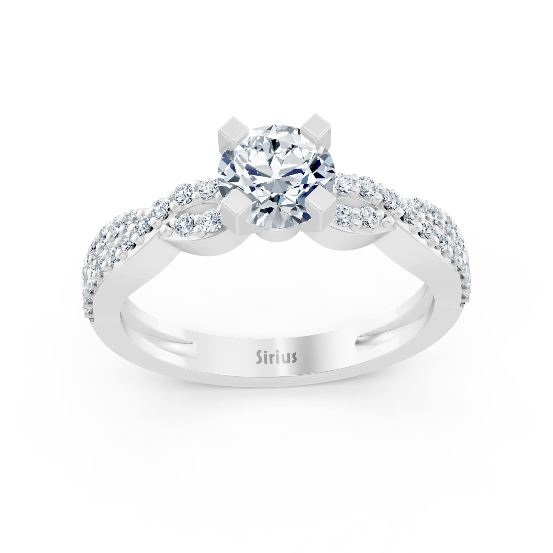Bague Twist Eternity et Solitaire en or blanc avec diamant
