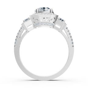 Dreistein & Halo Diamantring Weißgold