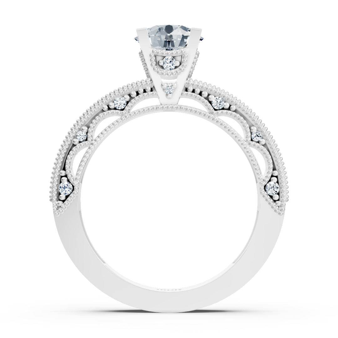 Bague en or blanc 14 carats avec diamant taille ronde