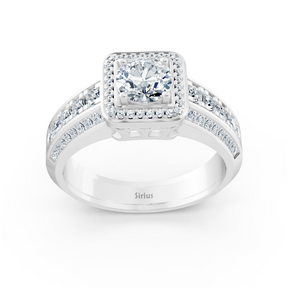 Bague en or blanc 14 carats avec diamant taille princesse de 1,41 carat