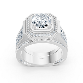 Bague Birgie Sirius en or blanc avec diamant taille ronde halo Passion