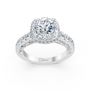 Birgie Sirius white gold halo round cut diamond engagement ring