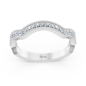 0.19 carat diamond curved wedding ring in white gold
