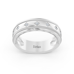 0.05 carat diamond men's wedding ring in white gold