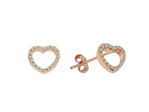 Boucles d'oreilles puces coeur diamant