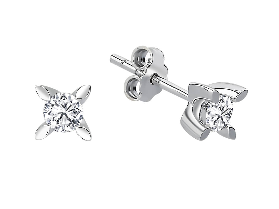 Elegante Diamant Ohrstecker mit Solitär-Diamanten, 0.36 Karat, 14K Gold