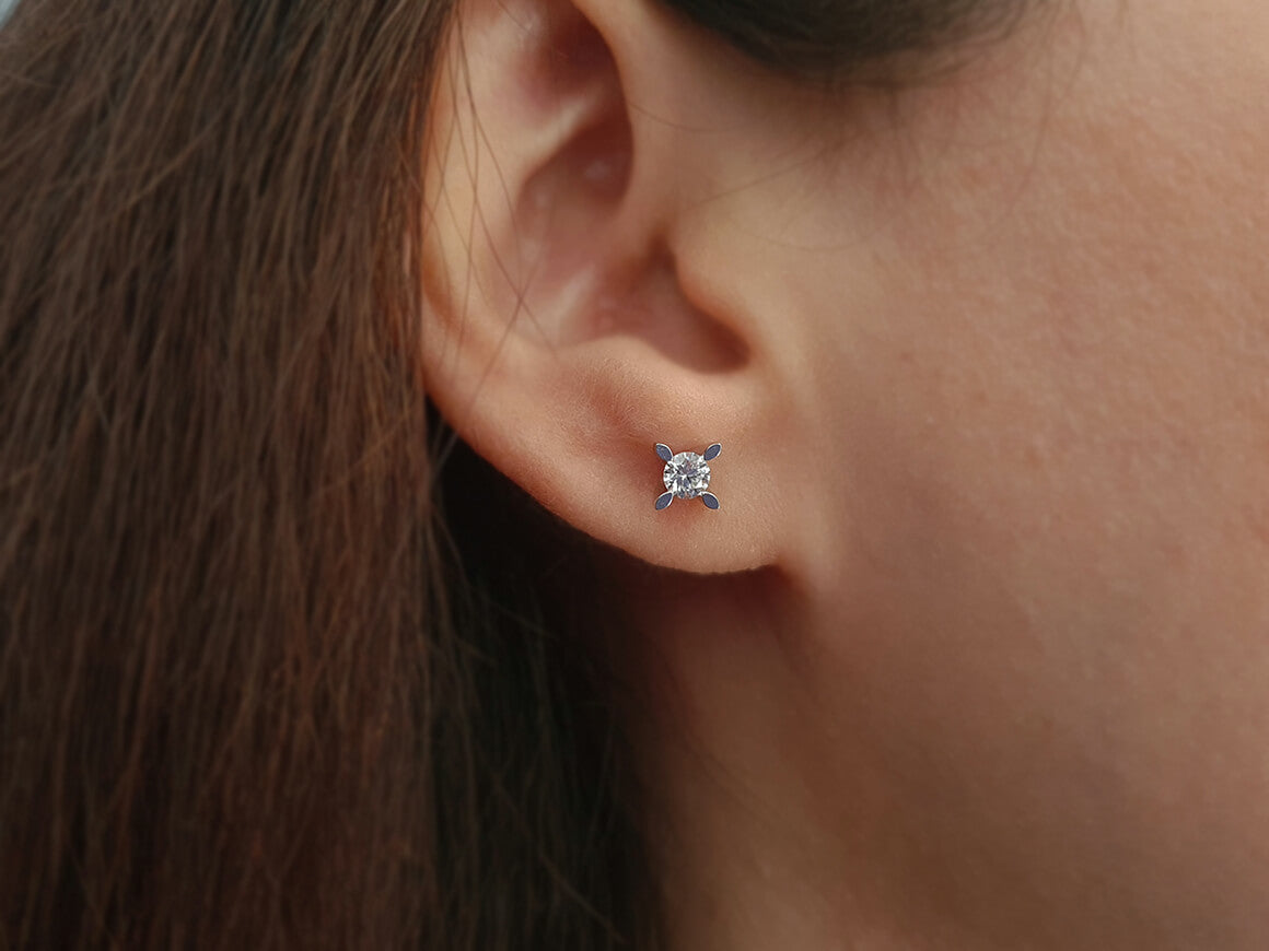 Elegante Diamant Ohrstecker mit Solitär-Diamanten, 0.36 Karat, 14K Gold