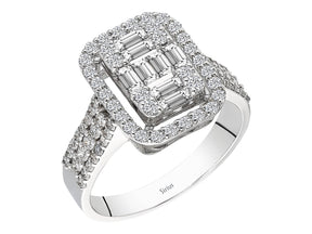 Birgie Baguette-Diamantring mit Doppel-Halo