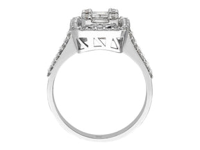 Birgie Baguette-Diamantring mit Doppel-Halo