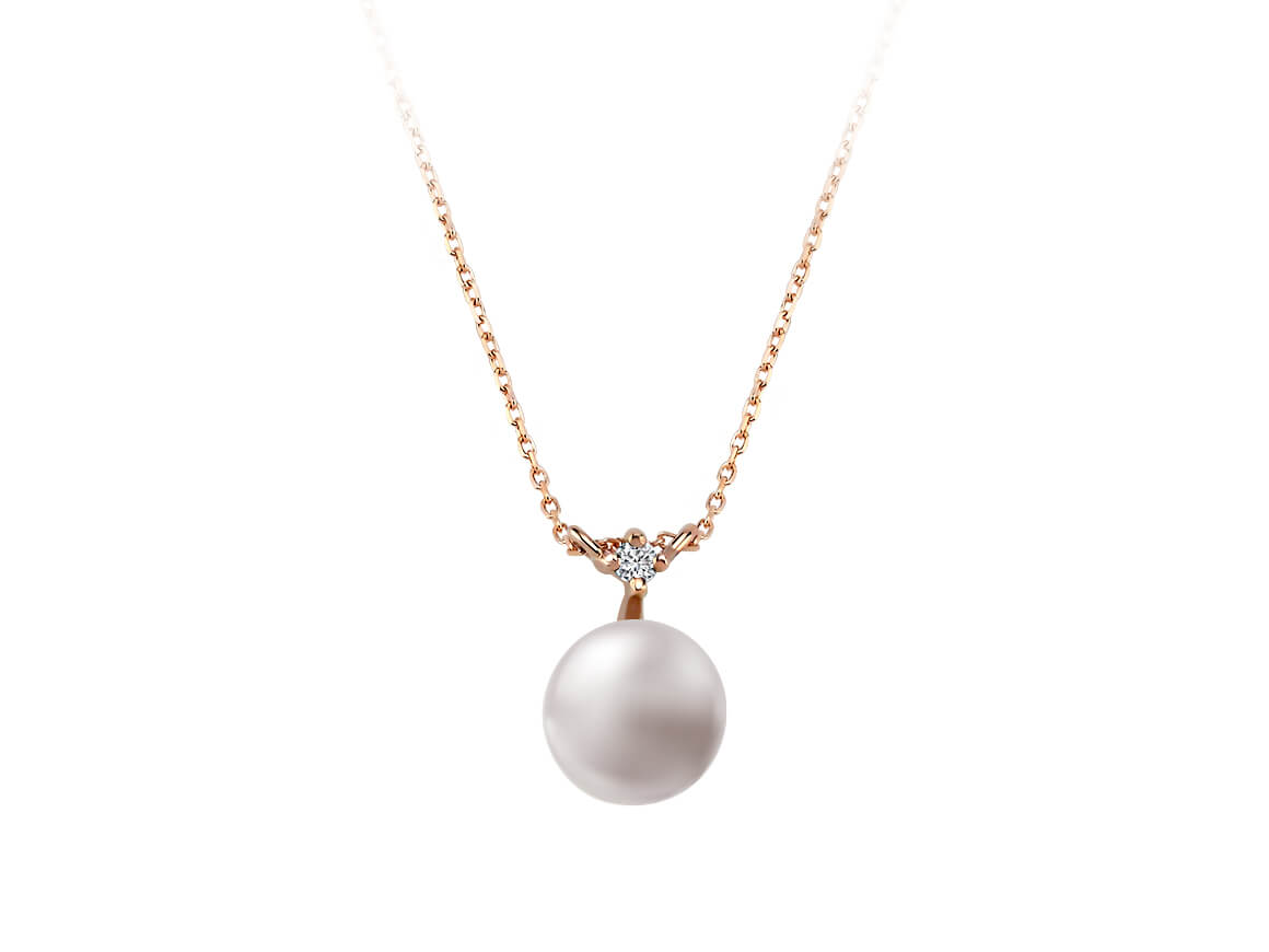 Birgie 0.02 Karat Diamant- und 2.90 Karat Perlenhalskette