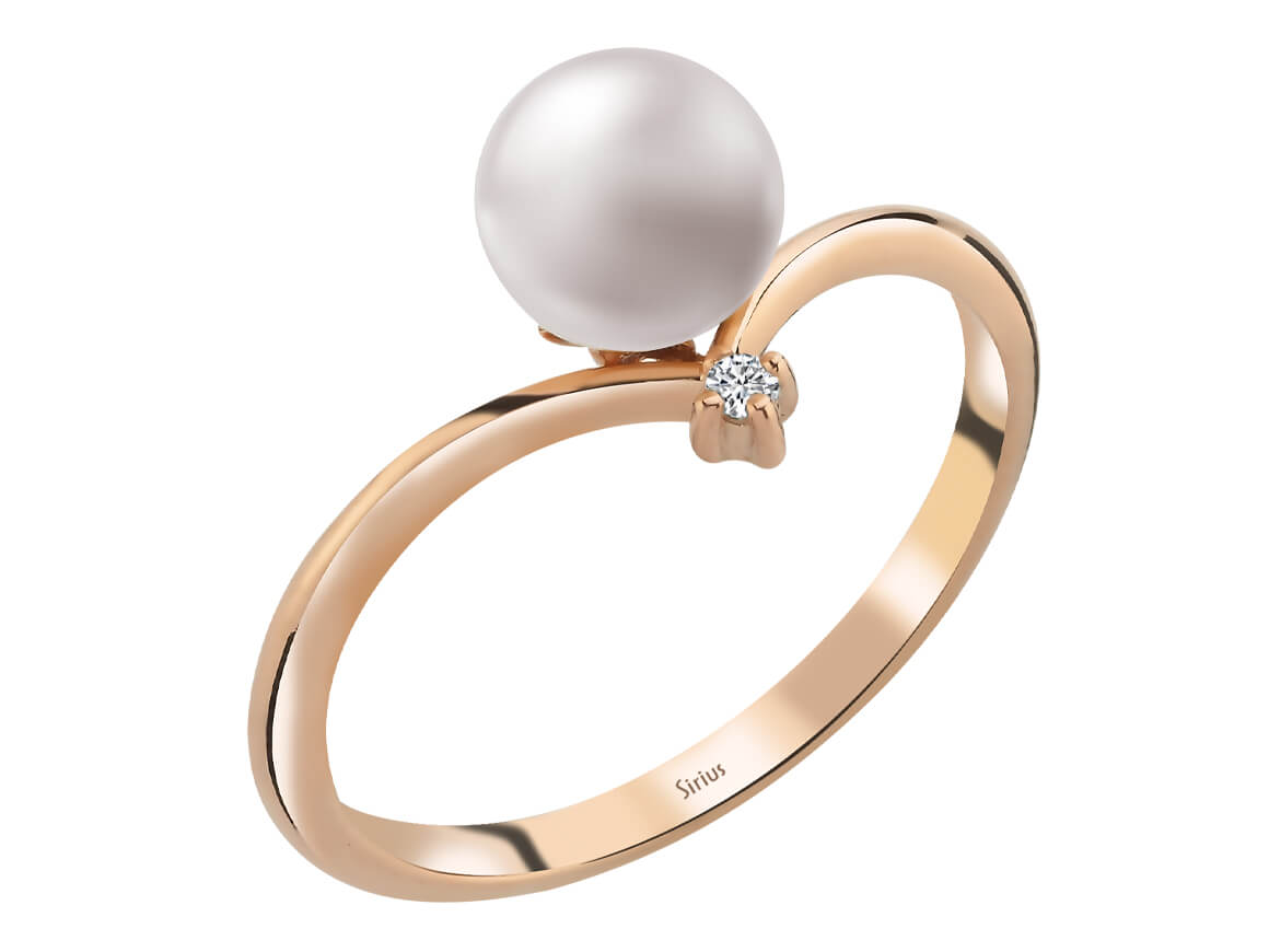 Birgie 0.02 Karat Diamant- und 1.90 Karat Perlenring