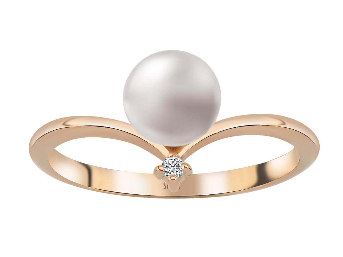 Birgie 0.02 Karat Diamant- und 1.90 Karat Perlenring