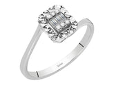 Birgie Diamant-Lichtkranz-Ring mit Baguette- und Rundschliff