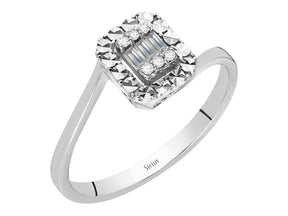 Birgie Diamant-Lichtkranz-Ring mit Baguette- und Rundschliff