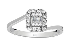 Birgie Diamant-Lichtkranz-Ring mit Baguette- und Rundschliff