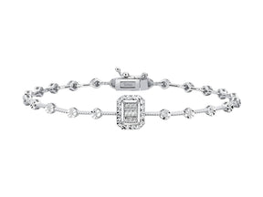 Elegantes Diamant Armband mit Baguette- und runden Diamanten im Pavé-Stil, 0.16 Karat, 8K Gold