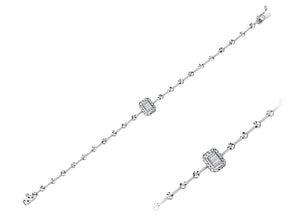 Elegantes Diamant Armband mit Baguette- und runden Diamanten im Pavé-Stil, 0.16 Karat, 8K Gold