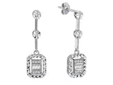 Elegante Diamant Ohrringe im Tropfen-Design mit Baguette- und runden Diamanten, 0.14 Karat, 8K Gold