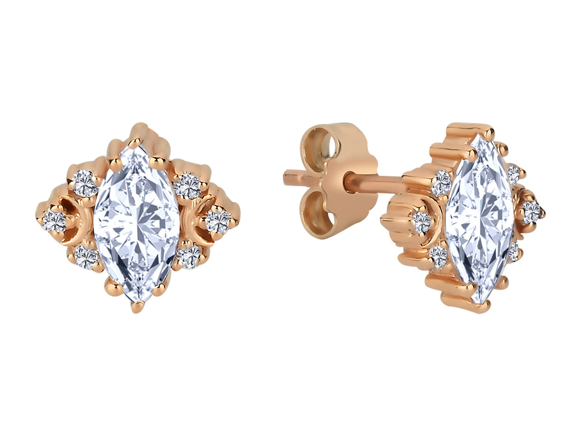 Birgie 14K Roségold Ohrringe mit Diamanten und Weißtopas