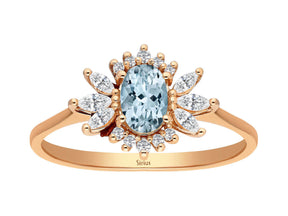 Birgie Ring mit London Blauem Topas und Marquise-Diamanten