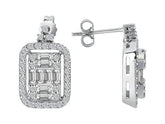 Elegante Diamant Ohrringe mit Baguette- und runden Diamanten im Pavé-Stil, 1.14 Karat, 14K Gold