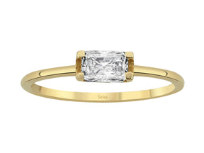 Birgie 1.02 Karat Oktagon Weißtopas Ring 14 Karat Gold