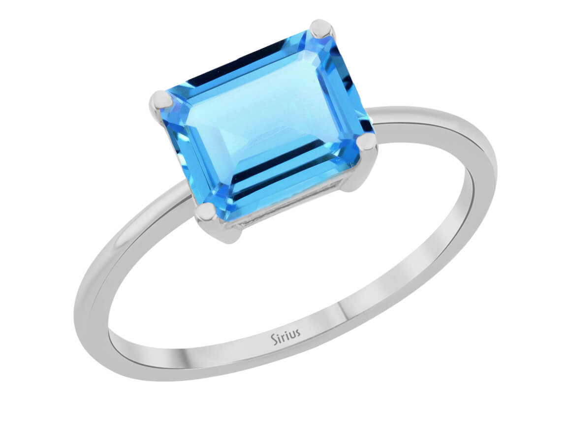 Birgie 2.40 Karat Blautopas Solitär Ring aus 14K Weißgold