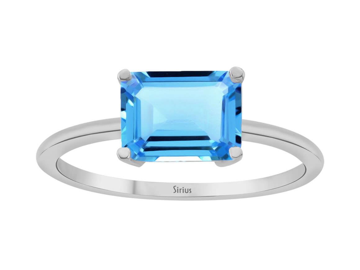 Birgie 2.40 Karat Blautopas Solitär Ring aus 14K Weißgold