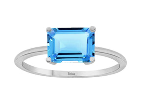 Birgie 2.40 Karat Blautopas Solitär Ring aus 14K Weißgold
