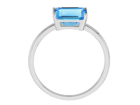 Birgie 2.40 Karat Blautopas Solitär Ring aus 14K Weißgold