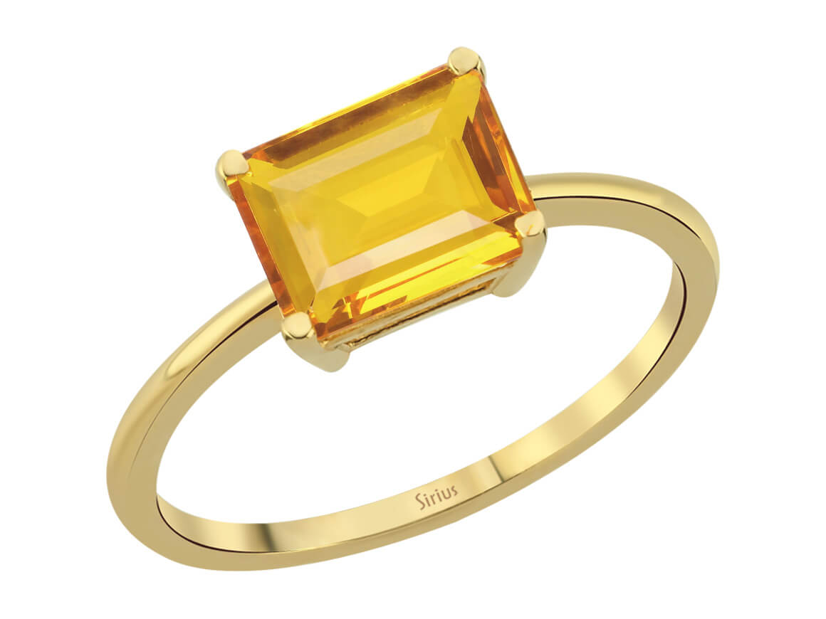Birgie 1.53 Karat Oktagon Sitrin Ring 14 Karat Gold