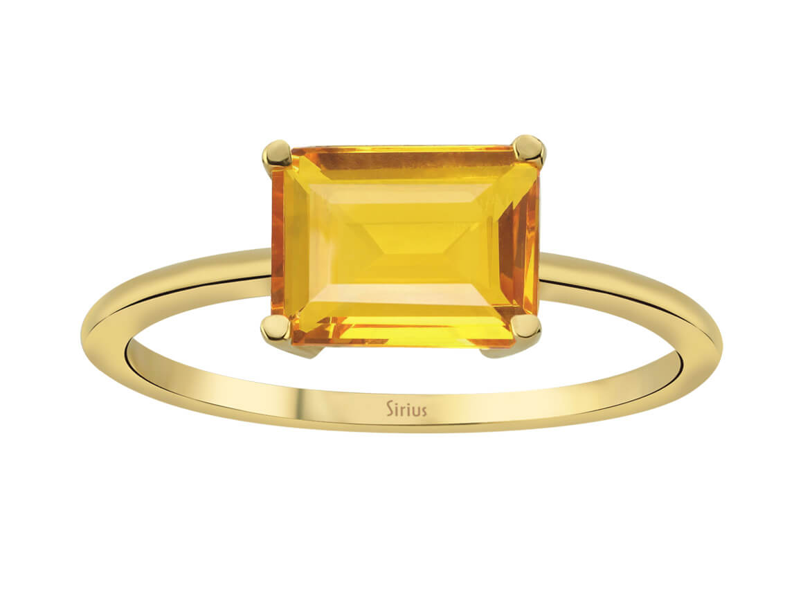 Birgie 1.53 Karat Oktagon Sitrin Ring 14 Karat Gold