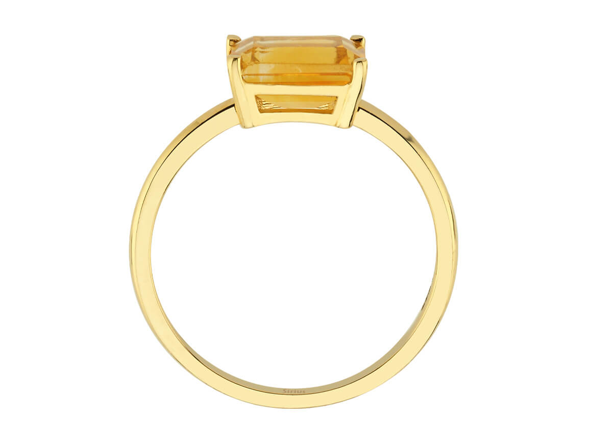 Birgie 1.53 Karat Oktagon Sitrin Ring 14 Karat Gold