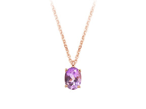 Birgie Ametist Halskette 1,00 Karat Ovalschliff 8 Karat Gold