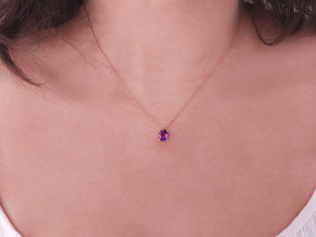 Birgie Ametist Halskette 1,00 Karat Ovalschliff 8 Karat Gold