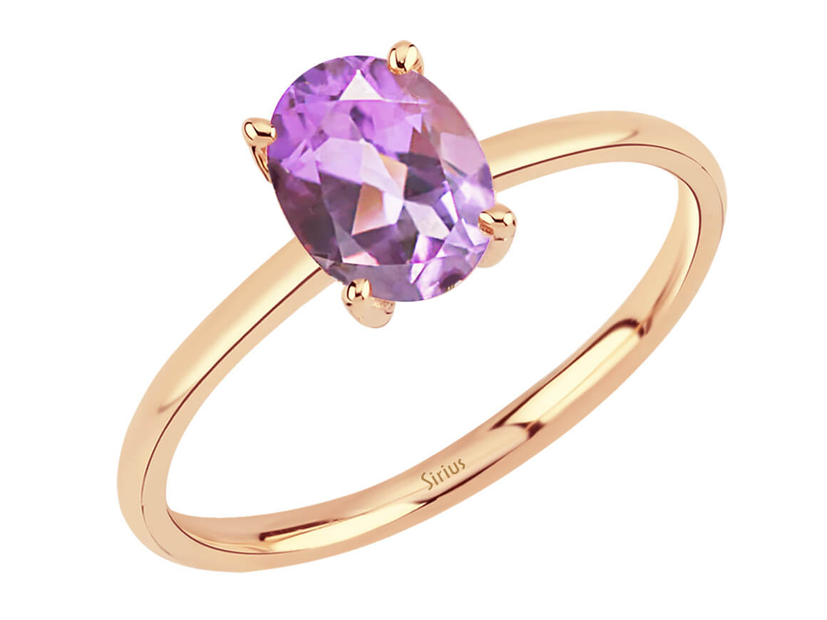 Birgie 1.00 Karat Ovaler Amethyst Ring 8 Karat Gold