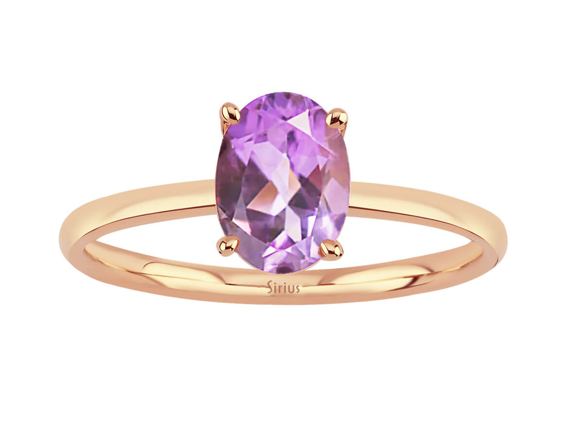 Birgie 1.00 Karat Ovaler Amethyst Ring 8 Karat Gold