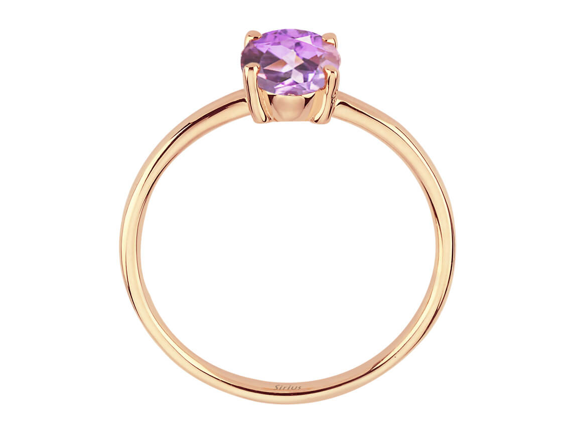 Birgie 1.00 Karat Ovaler Amethyst Ring 8 Karat Gold