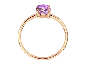 Birgie 1.00 Karat Ovaler Amethyst Ring 8 Karat Gold