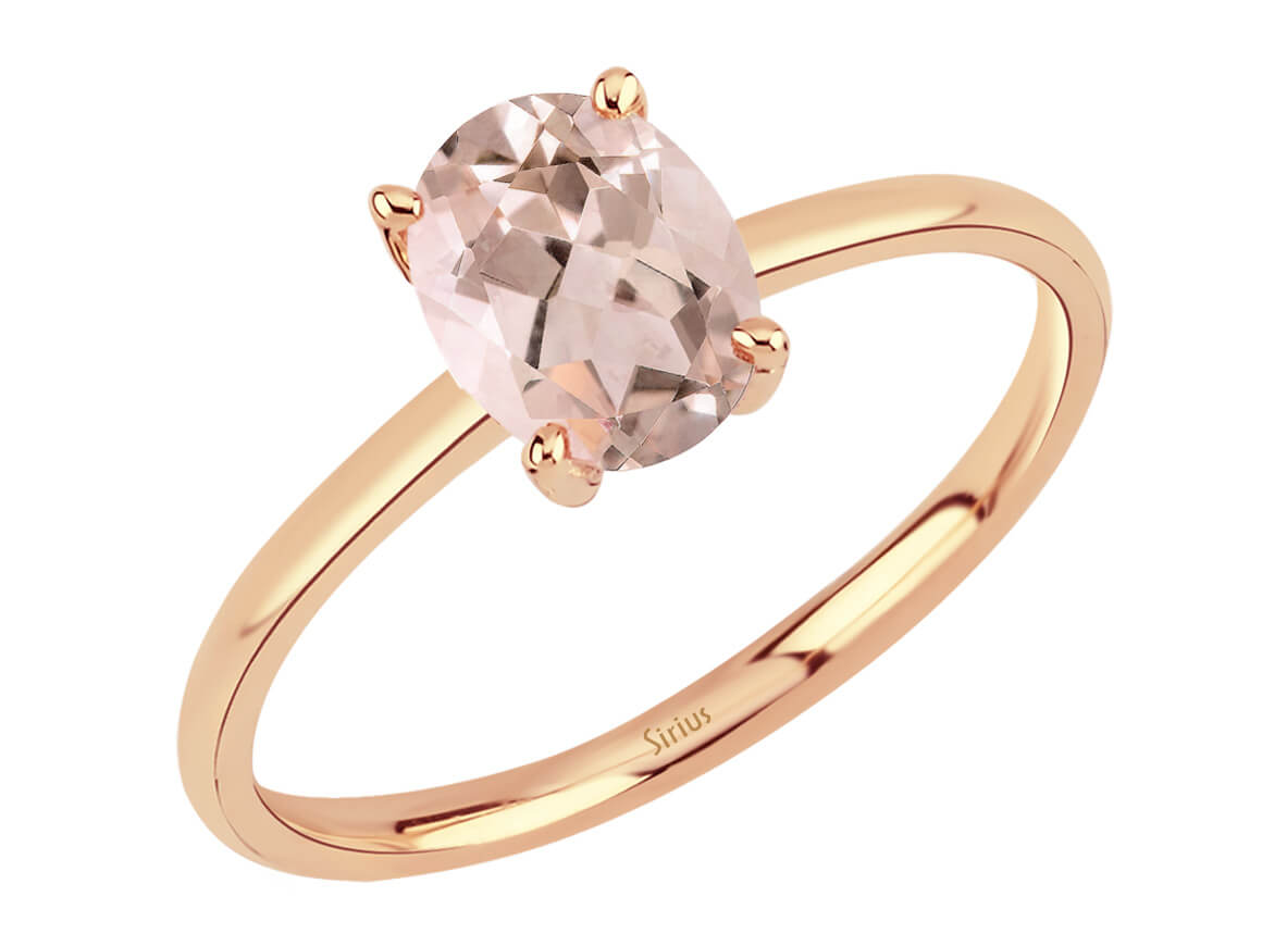 Birgie 1.00 Karat Ovaler Morganit Ring 8 Karat Gold