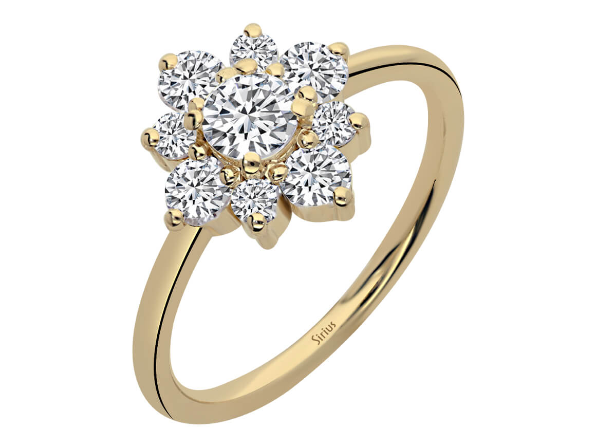 Birgie 14K Gelbgold Diamantring im Blumen-Design
