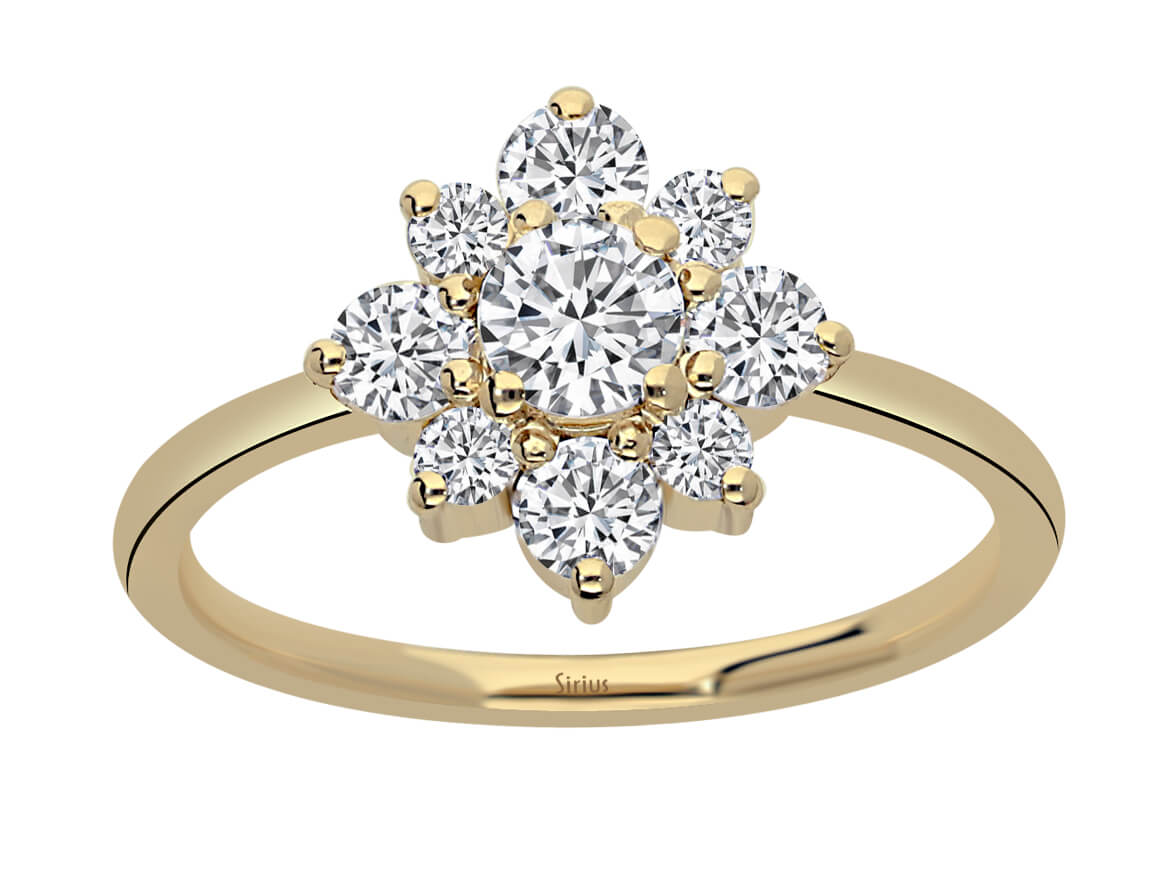 Birgie 14K Gelbgold Diamantring im Blumen-Design