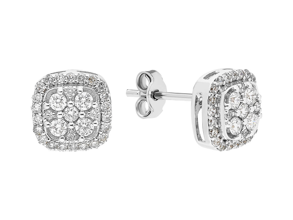 Funkelnde Diamant Ohrringe im Pavé-Stil mit runden Diamanten, 0.57 Karat, 14K Gold