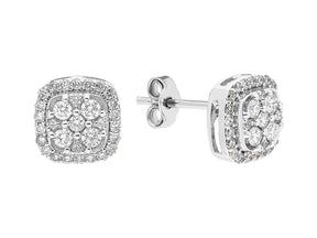 Funkelnde Diamant Ohrringe im Pavé-Stil mit runden Diamanten, 0.57 Karat, 14K Gold
