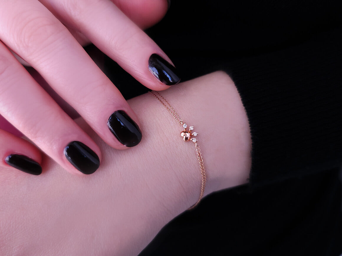 Birgie 14K Roségold Armband mit Diamanten Pfote und Herz