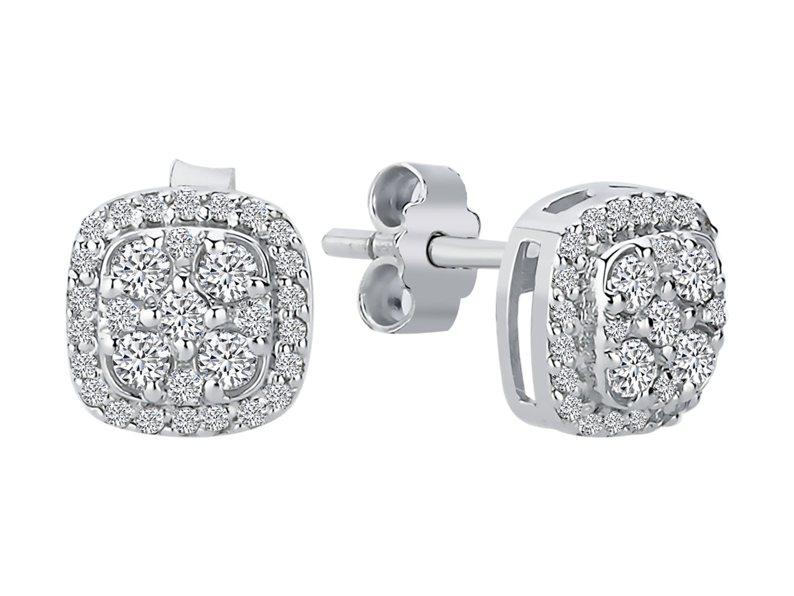 Funkelnde Diamant Ohrringe im Pavé-Stil mit runden Diamanten, 0.34 Karat, 14K Gold