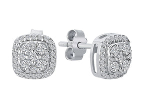 Funkelnde Diamant Ohrringe im Pavé-Stil mit runden Diamanten, 0.34 Karat, 14K Gold