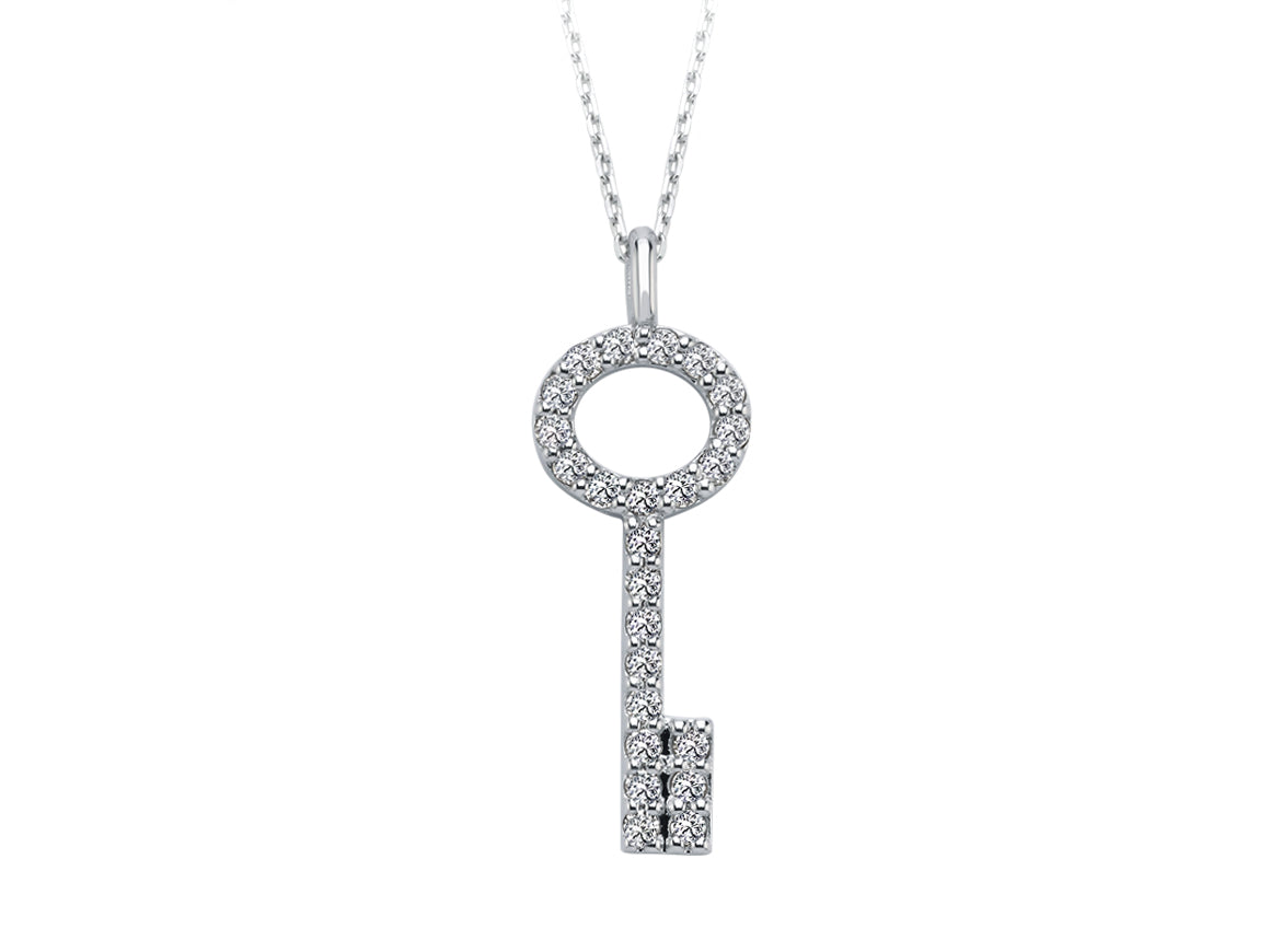 Birgie 14K Weißgold Schlüsselanhänger mit 0,27 Karat Diamanten